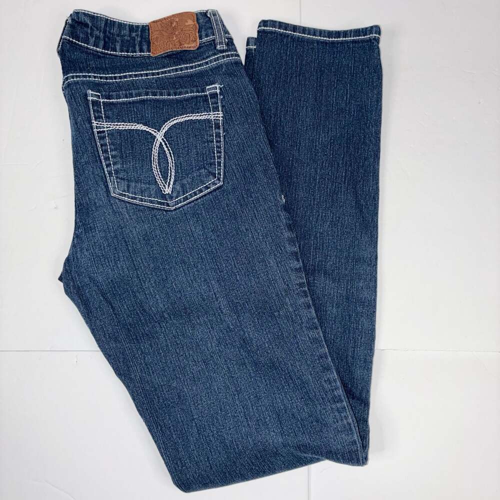 Paris Blues Women Dark Wash Low Rise Straight Leg Jeans Size 9